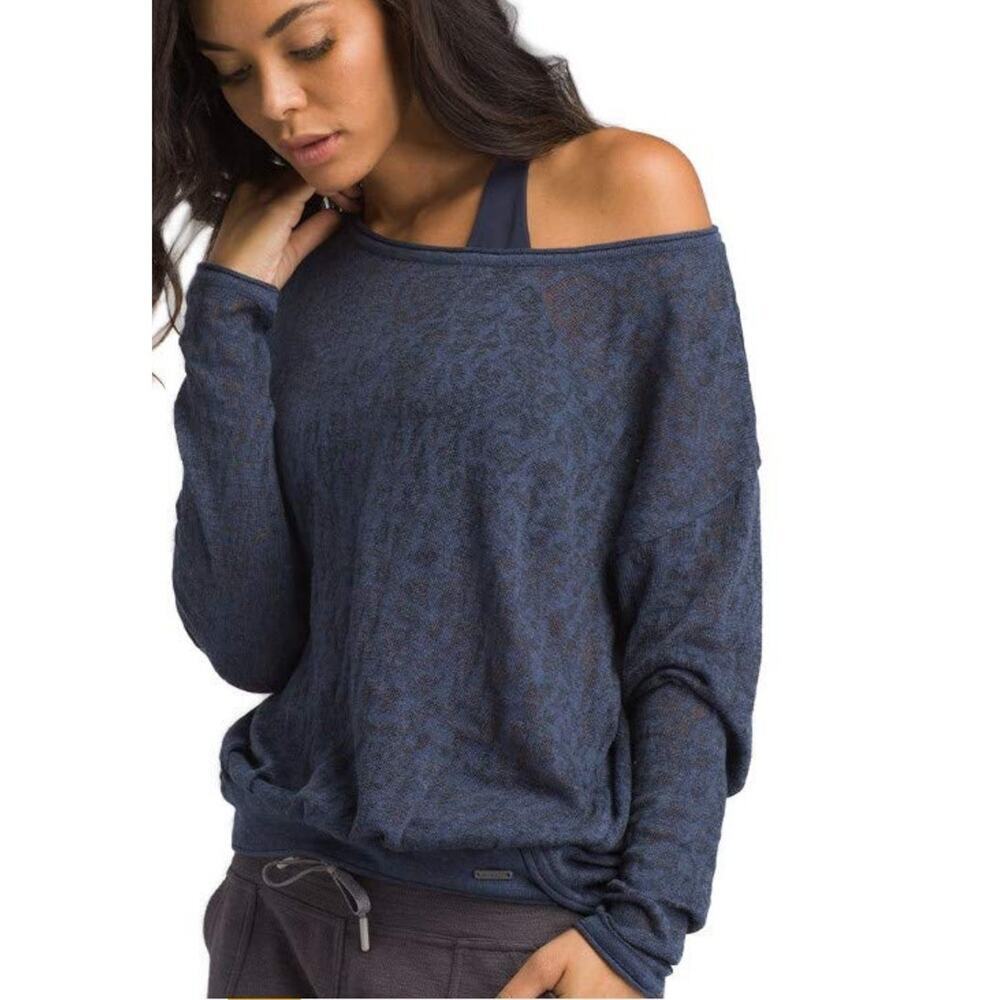 PrAna long sleeve, lightweight blue sweater, women's L